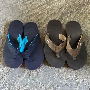 Sanuk flip flop bundle Ziggy navy and brown sandals men’s 12